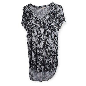 Cloth by RDI Blouse S Womens Hi Lo Floral Printed Short Sleeve Scoop Neck